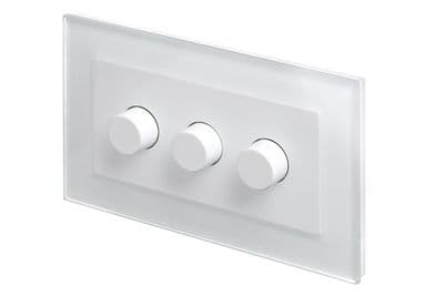 RetroTouch 3 Gang 2 Way Dimmer Switch 3-200W LED & Halogen White Glass PG 02082