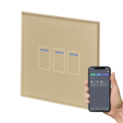 RetroTouch 3 Gang Brass Glass WiFi Touch Switch 01461