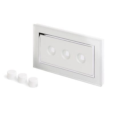 RetroTouch 3 Gang LED Dimmer Plate White Glass CT 02090