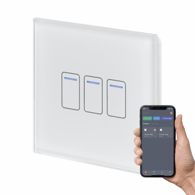 RetroTouch 3 Gang White Glass WiFi Touch Switch 01452