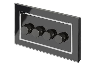 RetroTouch 4 Gang 2 Way Dimmer Switch 3-200W LED & Halogen Black Glass CT 02101