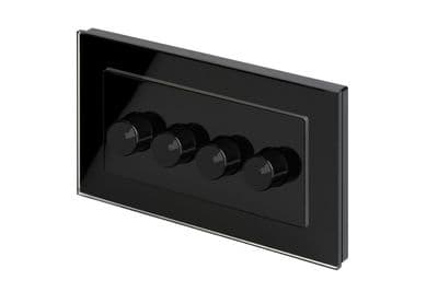 RetroTouch 4 Gang 2 Way Dimmer Switch 3-200W LED & Halogen Black Glass PG 02103
