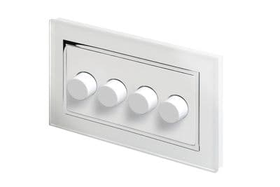 RetroTouch 4 Gang 2 Way Dimmer Switch 3-200W LED & Halogen White Glass CT 02100