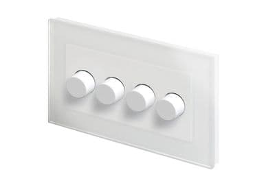 RetroTouch 4 Gang 2 Way Dimmer Switch 3-200W LED & Halogen White Glass PG 02102