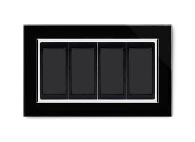 RetroTouch 4 Gang 2 Way Double Plate Black CT 04509