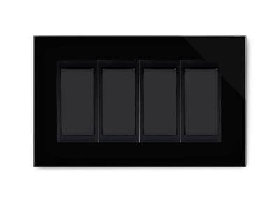 RetroTouch 4 Gang 2 Way Double Plate Black PG 04512