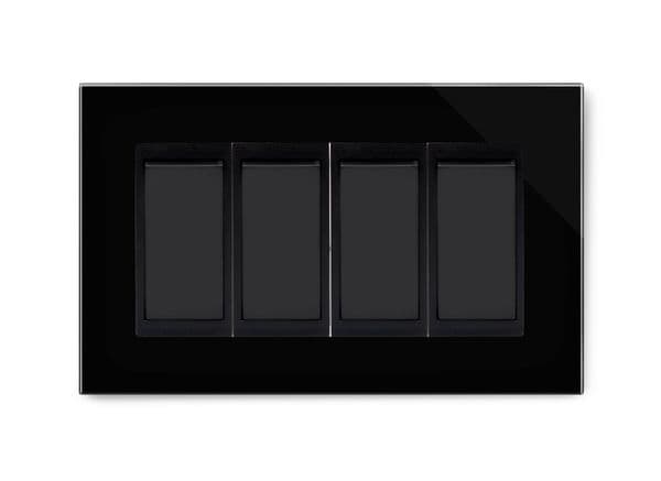 RetroTouch 4 Gang 2 Way Double Plate Black PG 04512