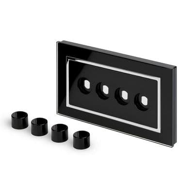 RetroTouch 4 Gang LED Dimmer Plate Black Glass CT 02111