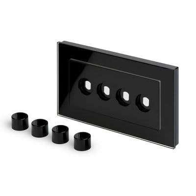 RetroTouch 4 Gang LED Dimmer Plate Black Glass PG 02113