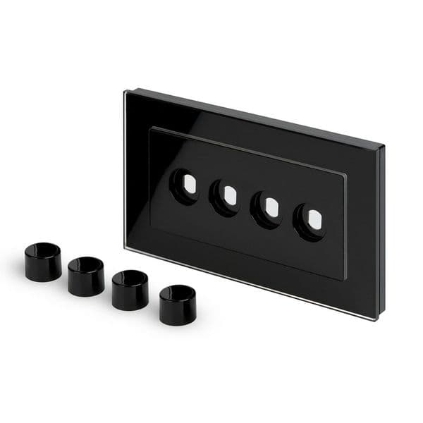 RetroTouch 4 Gang LED Dimmer Plate Black Glass PG 02113