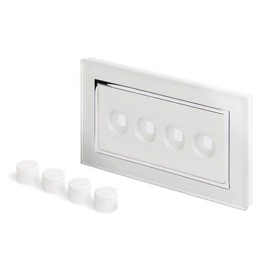RetroTouch 4 Gang LED Dimmer Plate White Glass CT 02110