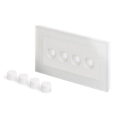 RetroTouch 4 Gang LED Dimmer Plate White Glass PG 02112