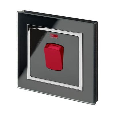 RetroTouch 45 Amp Double Pole Cooker Switch Black Glass CT 01715
