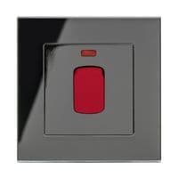 RetroTouch 45 Amp Double Pole Cooker Switch Black Glass PG 01716