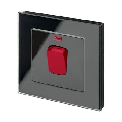 RetroTouch 45 Amp Double Pole Cooker Switch Black Glass PG 01716