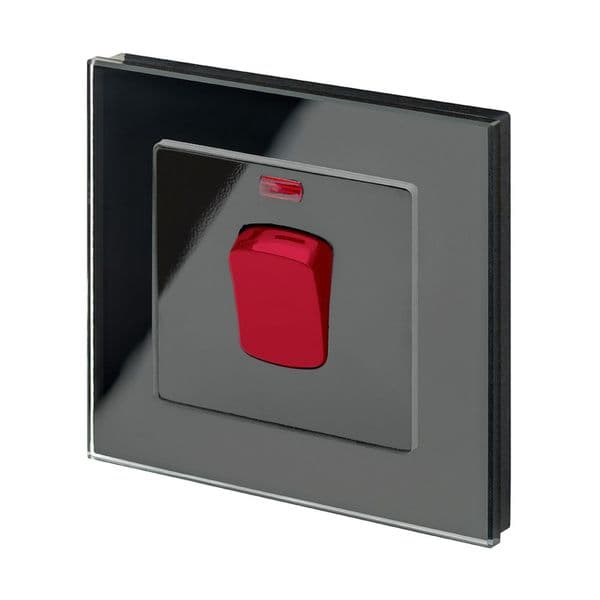 RetroTouch 45 Amp Double Pole Cooker Switch Black Glass PG 01716