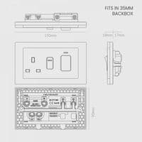 RetroTouch 45 Amp DP Cooker Switch With 13A Socket Black Glass PG 01843
