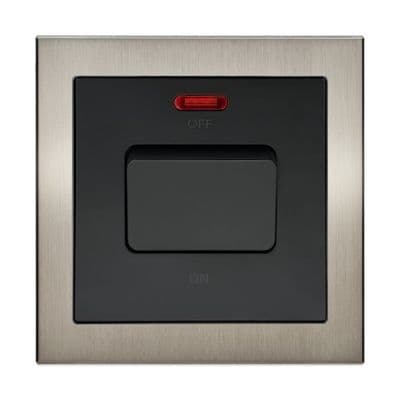 Retrotouch Aura 1 Gang 20A Switch with Neon - Brushed Nickel BM12BN-R20B
