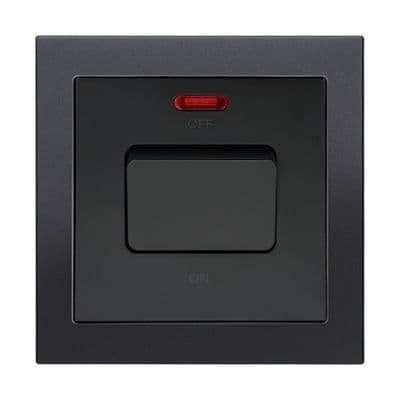 Retrotouch Aura 1 Gang 20A Switch with Neon - Matt Black MM12MB-R20B