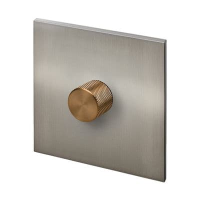 Retrotouch Aura 1 Gang LED Dimmer Switch - Brushed Nickel with Bronze Knob BM15BN-D12B-LEDBZ