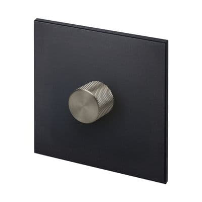Retrotouch Aura 1 Gang LED Dimmer Switch - Matt Black with Nickel Knob MM15MB-D12B-LEDBN