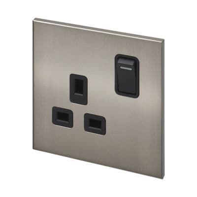 Retrotouch Aura 1 Gang Single Socket - Brushed Nickel BM14BN-SSSB