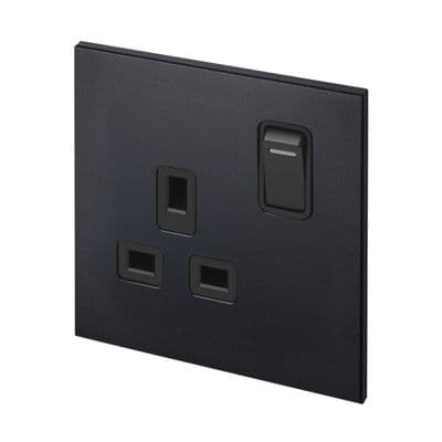 Retrotouch Aura 1 Gang Single Socket - Matt Black MM14MB-SSSB