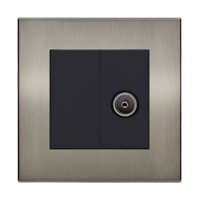 Retrotouch Aura 1 Gang TV Socket - Brushed Nickel BM13BN-TV1B