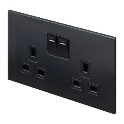 Retrotouch Aura 2 Gang Double Socket - Matt Black MM24MB-SDSB