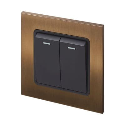 Retrotouch Aura 2 Gang Intermediate Switch - Brushed Bronze BM11BZ-R2TB
