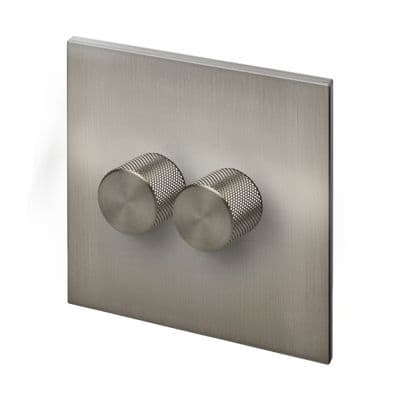 Retrotouch Aura 2 Gang LED Dimmer Switch - Brushed Nickel with Nickel Knobs BM16BN-D22B-LEDBN