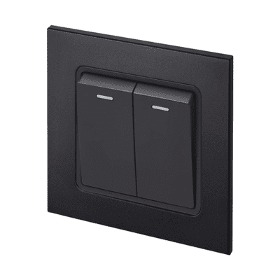 Retrotouch Aura 2 Gang Light Switch - Matt Black MM11MB-R22B