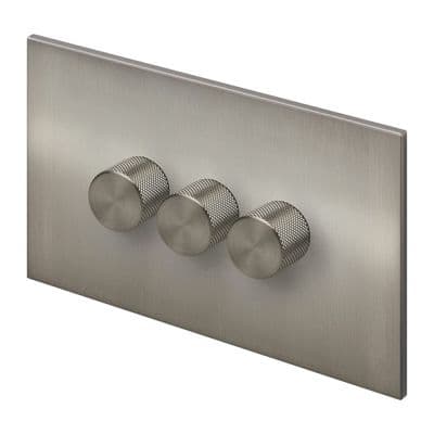Retrotouch Aura 3 Gang LED Dimmer Switch - Brushed Nickel with Nickel Knobs BM28BN-D32B-LEDBN