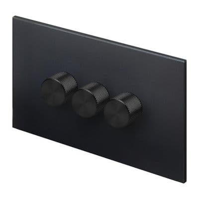 Retrotouch Aura 3 Gang LED Dimmer Switch - Matt Black with Black Knobs MM28MB-D32B-LEDB