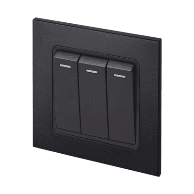 Retrotouch Aura 3 Gang Rocker Light Switch - Matt Black MM11MB-R32B