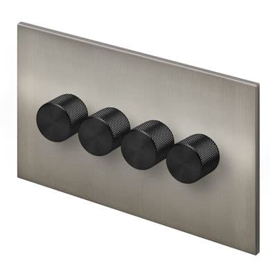 Retrotouch Aura 4 Gang LED Dimmer Switch - Brushed Nickel with Black Knobs BM29BN-D42B-LEDB