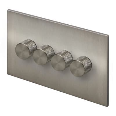 Retrotouch Aura 4 Gang LED Dimmer Switch - Brushed Nickel with Nickel Knobs BM29BN-D42B-LEDBN