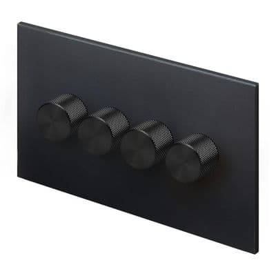 Retrotouch Aura 4 Gang LED Dimmer Switch - Matt Black with Black Knobs MM29MB-D42B-LEDB