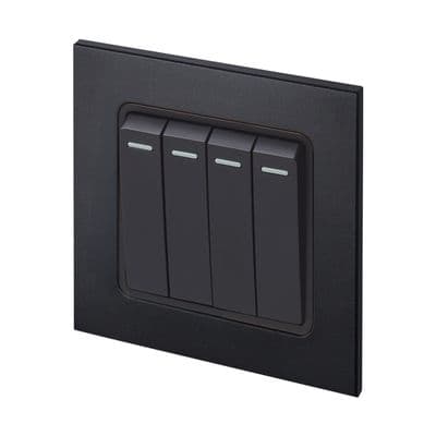 Retrotouch Aura 4 Gang Rocker Light Switch - Matt Black MM11MB-R42B