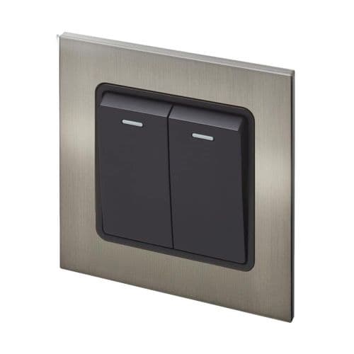 Retrotouch Aura BM11BN-R2RB 2 Gang 1 Way Retractive Switch - Brushed Nickel