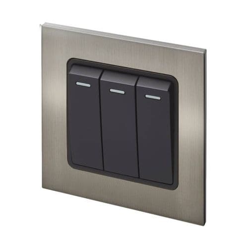 Retrotouch Aura BM11BN-R3RB 3 Gang 1 Way Retractive Switch - Brushed Nickel