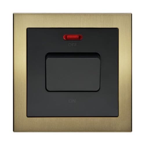 Retrotouch Aura BM12BB-R20B 1 Gang 20A Switch with Neon - Brushed Brass