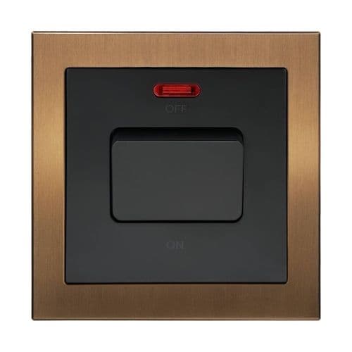 Retrotouch Aura BM12BZ-R20B 1 Gang 20A Switch with Neon - Brushed Bronze