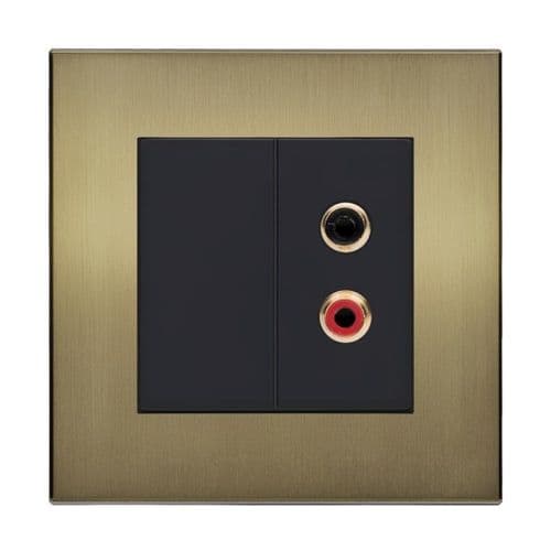 Retrotouch Aura BM13BB-RCAB Twin Phono RCA Socket - Brushed Brass
