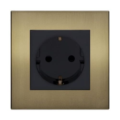 Retrotouch Aura BM13BB-SCHB 1 Gang Single Shuko Socket - Brushed Brass