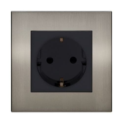 Retrotouch Aura BM13BN-SCHB 1 Gang Single Shuko Socket - Brushed Nickel