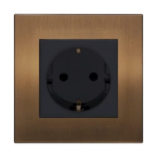 Retrotouch Aura BM13BZ-SCHB 1 Gang Single Shuko Socket - Brushed Bronze