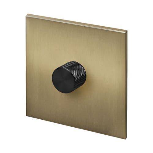 Retrotouch Aura BM15BB-D12B-LEDB 1 Gang LED Dimmer Switch - Brushed Brass with Black Knob
