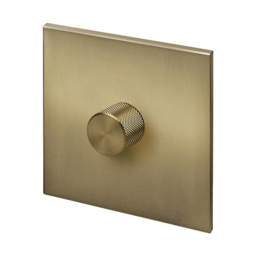 Retrotouch Aura BM15BB-D12B-LEDBB 1 Gang LED Dimmer Switch - Brushed Brass with Brass Knob