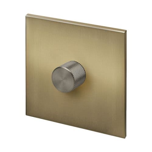 Retrotouch Aura BM15BB-D12B-LEDBN 1 Gang LED Dimmer Switch - Brushed Brass with Nickel Knob